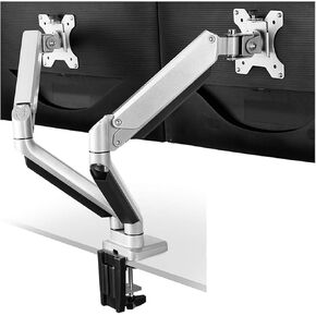 Monitor Dual-Screen Bracket Pneumatic arm Double-arm Computer Aluminum Alloy Bracket Screen Rotating Lifting Base(Silver)