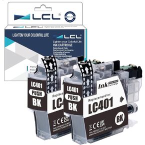 LCL LC401 LC-401 Black Ink Cartridge Replacement for Brother LC401BK LC-401BK Replacement for MFC-J1010DW MFC-J1012DW MFC-J1170DW Printer (2-Pack)