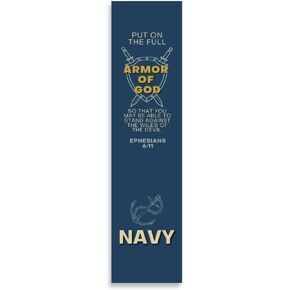 Christian Military Bookmark Packs U.S. Navy with Bible Verse Ephesians 6:11 | Put on The Full Armor of God (Single)
