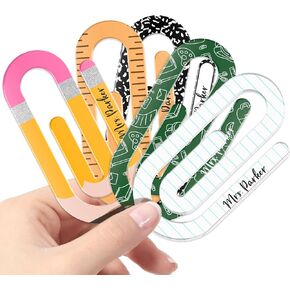 Personalized Teacher Acrylic Paperclip with Name, Set of 2, 3, 4, 5, Teacher Appreciation Gifts, Custom Paper Clip Bookmark Gifts for Teacher