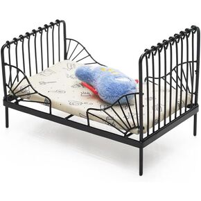 Odoria 1/12 Miniature Iron Bed Dollhouse Furniture Accessories, Black