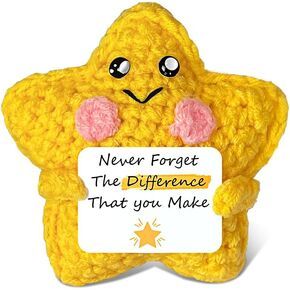 Thank You Gift Cute Crochet Star Positive Emotional Comfort Support, Going Away Farewell Leaving Appreciation Encouraging Gifts for Women Friends Coworkers Boss Teacher Nurse