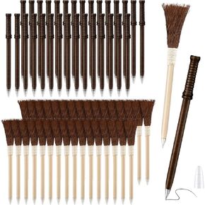 Seajan 30 Pcs Wand Ballpoint Pens and 30 Pcs Witch Broom Ballpoint Pens Wizard Party Favors for Teen Kids Birthday Gifts School Classroom Prizes Goodie Bag Fillers