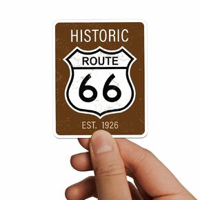 Route 66 Brown Road Sign Bumper Sticker, Vintage Highway Sign, Southwest Decal for Hydroflask, Retro Americana Road Trip Decal