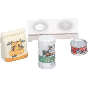 HEITIGN Miniature Cat Food Bowl Miniature Cat Snack with Bowl Mini Realistic Cat Food Bowl 1/12 Dollhouse Pet Treat Bowl Set for Garden (A)