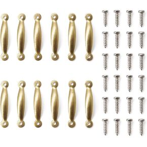 Odoria Dollhouse Door Handles Miniature: 1/6 Scale Gate Pulls for Dolls Furniture Cabinet Drawer - Mini Hardware Metal Antique Vintage Golden 12Pcs