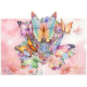 NUOERP 3D Pop-Up Butterflies Card – Unique Gift Card with Intricate Laser-Cut ‘Butterflies’ Design – Butterfly Pop Up Card with Floral Accents – 3D Butterfly Cards Fly Out for Birthday, Wedding & More