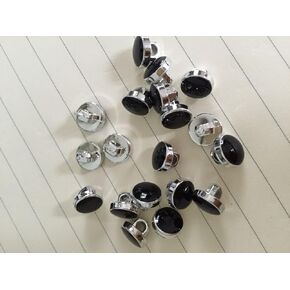 50 x Dress Shirt Buttons Black with Silver Trim Shank on Back 11mm