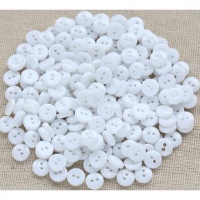 150pcs 6mm (0.24 inch) Mini Size White Buttons for Sewing 2 Holes Small Button for Garments Sewing or DIY Crafts Scrapbooking