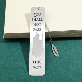 1/2Pcs Evenstar Stainless Steel Bookmark - Gandalf “You Shall Not Pass" Classic Movie Quotes, Reading Marker for Movie Lovers, Perfect Gift for Men and Women (Set of 2)