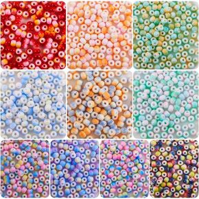 Beadthoven 1600pcs 4mm Glass Seed Beads for Jewelry Making 6/0 Pastel Candy Color Frosted Matte Opaque Round Tube Loose Pony Beads Rainbow Mini Waist Craft Beads for Bracelet Necklace Earring DIY
