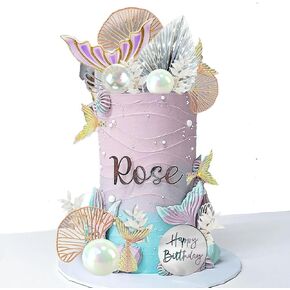 Mermaid Cake Topper & Decorations - Mermaid Tail Set for Under the Sea Cake Decor & Baby Shower Supplies