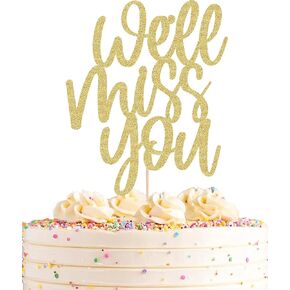 We Will Miss You Cake Topper - Light Blue Glitter Farewell Party Cake Decoration Supplies for Retirement or Graduation - Friends and Relatives Going Away Party Cake Decor (Light Blue)