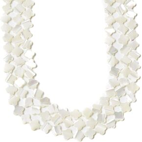 JM Design White Mother of Pearl MOP Shell Four Leaf Clover Beads 6mm 15.5'' Strd for Jewelry Making