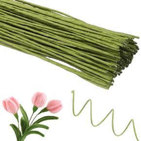 happylain 60 Pack Floral Stems Wire for Paper Flower 2 Gauge Flower Stems for Crochet Projects 15 Inch Artificial Green Crafts Wire Wreath Making Supplies for Flores Eterna Flower DIY