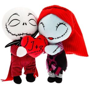 DISNEY STORE Official Jack Skellington & Sally Plush Set - Nightmare Before Christmas Valentine's Day Stuffed Animals with Detailed Sculpting, Velour Costumes & Embroidered Features