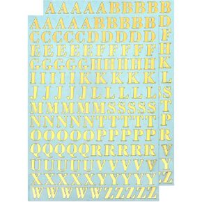 MECCANIXITY 2 Sheets Letter Resin Stickers 3D Small A to Z Gold Mini Alphabet Sticker Metallic Glitter Alloy Uppercase for Resin Nail Scrapbooking 9mm