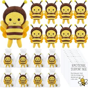 Bee Stuffed Animal Positive Gifts Included Stuffed Bee Keychains Inspirational Cards Organza Bags for Student(12 Sets)