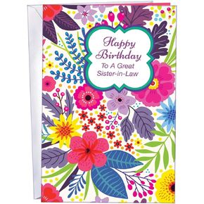 Chuck's Card-O-Rama - Sister-In-Law Birthday Greeting Card - MADE in USA - Colorful and Perfect - Envelope Included - 5" x 7.75" - Packaged in Extra Sturdy Mailer - 95297