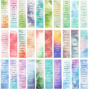60 Pcs Bible Verse Bookmarks, Bible Bookmark Watercolor Religious Inspirational Scripture Christian Bookmarks for Women Men Teachers Reading Lover