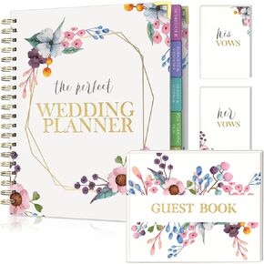 3-in-1 Bridal Organizer Kit | Planner Binder, Vow Books & Guest Book | Checklist & Planning Organizer | Wedding planner