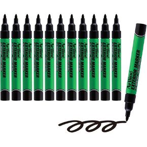 Exterior Markers | Professional Series | For Multiple Exterior Surfaces | UV Resistant Permanent Ink | Heavy Duty Construction Markers | EKPR-EXM | 1.5mm Bullet Tip | Pack of 12 | Black