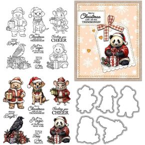Christmas Santa Claus Old Elf Clear Stamps and Die Cuts Sets for Handmade Card Making Metal Cutting Dies Stencils Scrapbook Kit Embossing Supplies 2024-2025 Seals Template