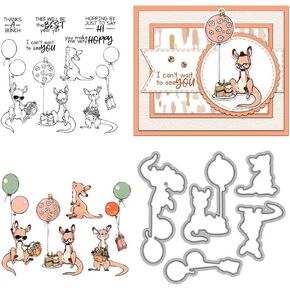 Giraffe Zebra Balloons Clear Stamps and Die Cuts Sets for Handmade Card Making Metal Cutting Dies Stencils Scrapbook Kit Embossing Supplies 2024-2025 Seals Template