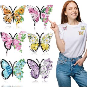 Yuxung DIY Diamond Painting Brooch Butterfly Diamond Painting Pins Butterfly Art Brooch for DIY Crafts Wedding Party Gift