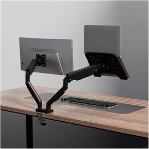 Laptop Stand Dual-Screen Robotic arm Computer Monitor Left and Right Upper and Lower Cantilever Heightening Lifting Bracket one for Two(Black)