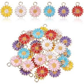 30 Pcs Alloy Enamel Flower Charms Sunflower Pendant Charm for Jewelry Making Enamel Daisy Charms For Jewelry Making Keychain Daisy Charm Craft Supplies for DIY Necklace Bracelet Earrings