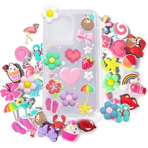Flatback Charms for Phone Cases, Embellishments for Crafting with Hair Clips and Hat Decorations, PVC Charms for Craft Making