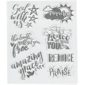 American Crafts 7 Piece Stamps Bible Journaling Scrapbook Spiritual God Grace 378667