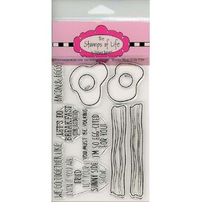 Bacon and Eggs Sentiment Stamps for Card-Making and Scrapbooking Supplies by The Stamps of Life - BaconAndEggs2Stamp