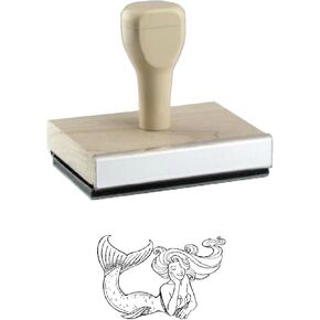 Sassy Mermaid Rubber Stamp, 1 X 2 Wood Stamp