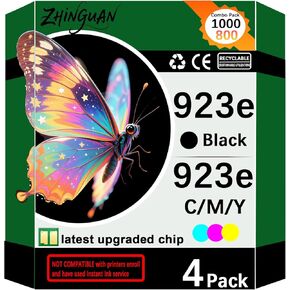 923e 923XL Ink Cartridges Combo Pack Ink Cartridge with Chip Replacement for 923e Ink Cartridges Work for OfficeJet Pro 8138e 8130e 8135e 8139e OfficeJet 8122e 8120 8123 Printers（4 Pack）