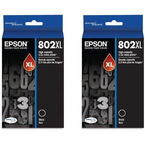 Epson T802XL120 DURABrite Ultra Black High Capacity Cartridge Ink - 2 Pack