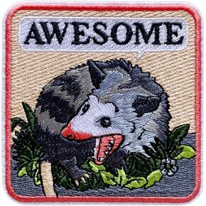 Awesome Possum Patch, Size 3 Inches Iron On Funny Possum Embroidery Patches for Hats Clothes Backpacks Jeans, DIY Sew On Patches, Animal Lover Patches, Fabic Patches, Funny Gift for Boy Girl