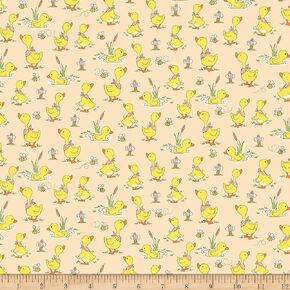 Comfy Flannel Playful Ducks Yellow, Fabric by the Yard