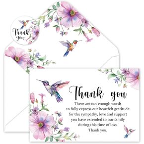 50Pcs Funeral Thank You Card Cardinal Bird Branch Sympathy Boxed Thank You Card with Sticker Envelope Bereavement Cards for Memorial Service Loved Ones Celebration of Life