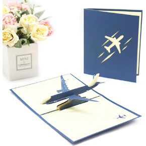 3D Airplane Pop Up Card Greeting Card with Envelope-All Occasion Cards-Airplane Pop Up Card