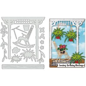 BENECREAT Courtyard Elements Cutting Dies, Building Chair Die Cuts Embossing Stencils Template for Paper Card Making Decoration DIY Scrapbooking Album Craft Decor