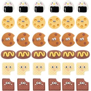 Honbay 36PCS Lifelike Fake Cookies Flatback Resin Charms Resin Cookie Slime Charms Artificial Biscuits Resin Embellishments Imitation Food Resin Cabochons Crafts Jewelry Making Accessories - 6 Styles
