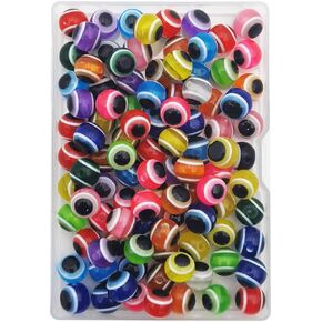 100 Pieces 10mm Blue Round Resin Turkish Evil Eye Beads for for Jewelry Bracelet Craft Making