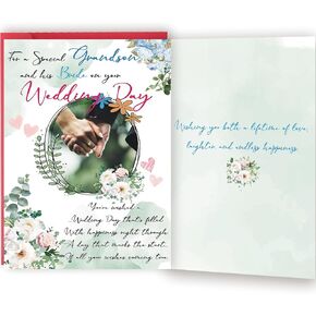 Wedding Card for Grandson | Congratulations Wedding Cards for Bride and Groom | Bridal Shower Gifts for Her Him