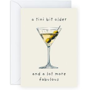 CENTRAL 23 Martini Birthday Card - 'Tini Bit Older' - Gifts for Husband, Wife, Girlfriend, Boyfriend, Friends, Sister, Brother, Bruv, Cousin, Workmate, Co-worker - Drinks - Comes with Fun Stickers