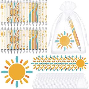 50 Sets Here Comes the Sun Baby Shower Decorations Includes 50 Sun Baby Shower Ballpoint Pens 50 Boho Thank You Cards and 50 Organza Bags or Boho Sunshine Party Favors Birthday Decor