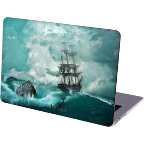 Compatible with MacBook Air 13.6-inch Hard Protective Shell Cace and Keyboard Cover ( A2681, M2 chip, 2022 Release ) - Pirate Ship in Sea Storm