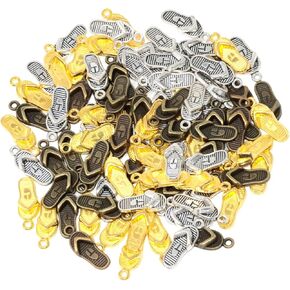 Honbay 90PCS Mini Flip Flop Charms Pendant Alloy Slippers Pendants Summer Beach Charms for Earring Necklace Bracelet Keychain Jewelry Crafts Making (3 Color)