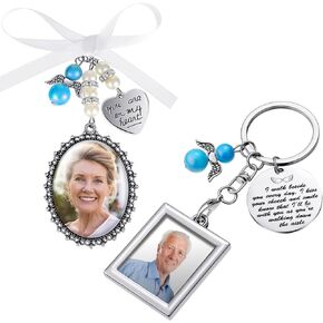 Junkin 2 Pcs Bridal Bouquet Charm Wedding Bouquet Photo Charm Lacy Oval Bridal Party Decorations You Are Always in My Heart for Graduation Wedding Engagement Party Decor